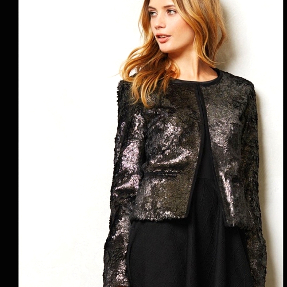 Unreal Fur Elevenses Goldleaf Bronze Metallic Evening Jacket - Anthropologie